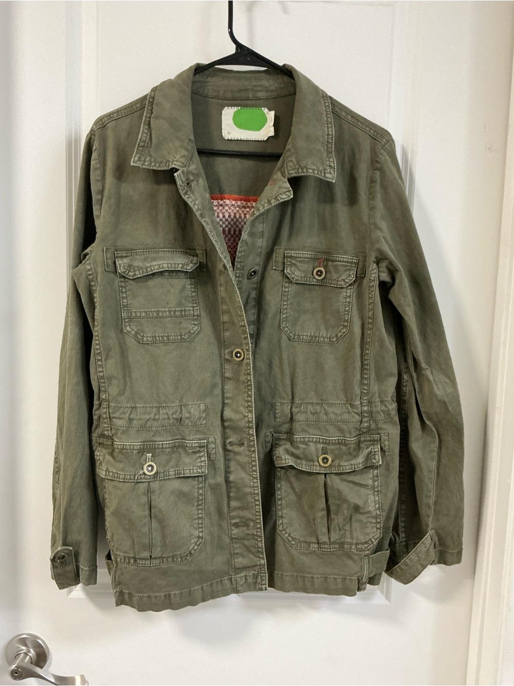 Anthropologie Knit Back Olive Southwestern Lambswool Utility Field Jacket Small
